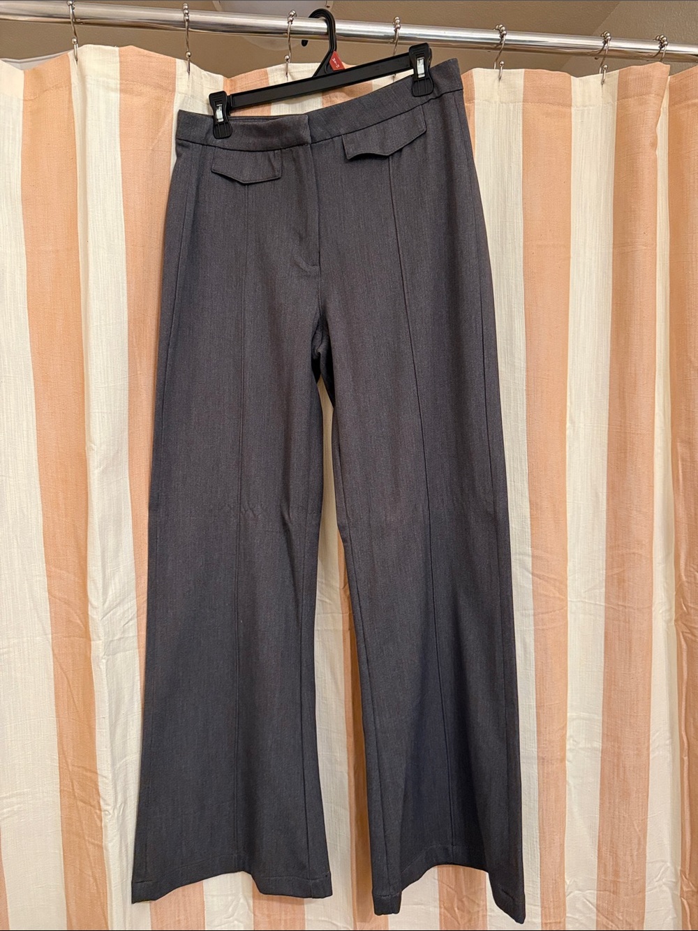 Classic Wide-Leg Dress Pants in Charcoal Gray